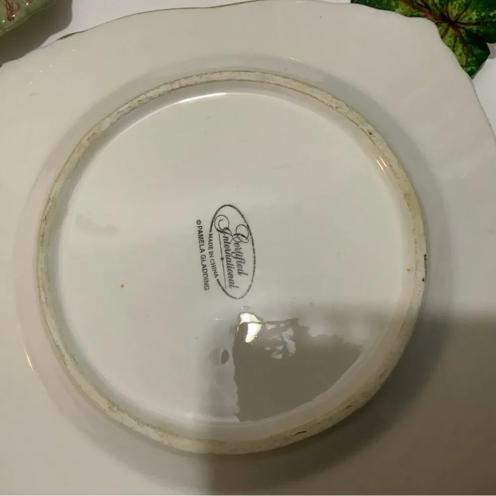 3 Certified International Pamela Gladding salad Plate Hand Painted Floral 8.5”